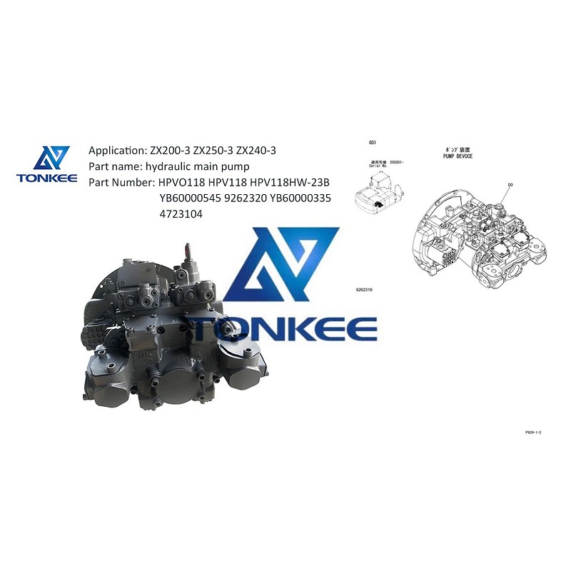 china Excavator ZAX330 ZAX350 ZAX360 EX300 EX330 EX350 Main Pump HPV145 Hydraulic Pump
